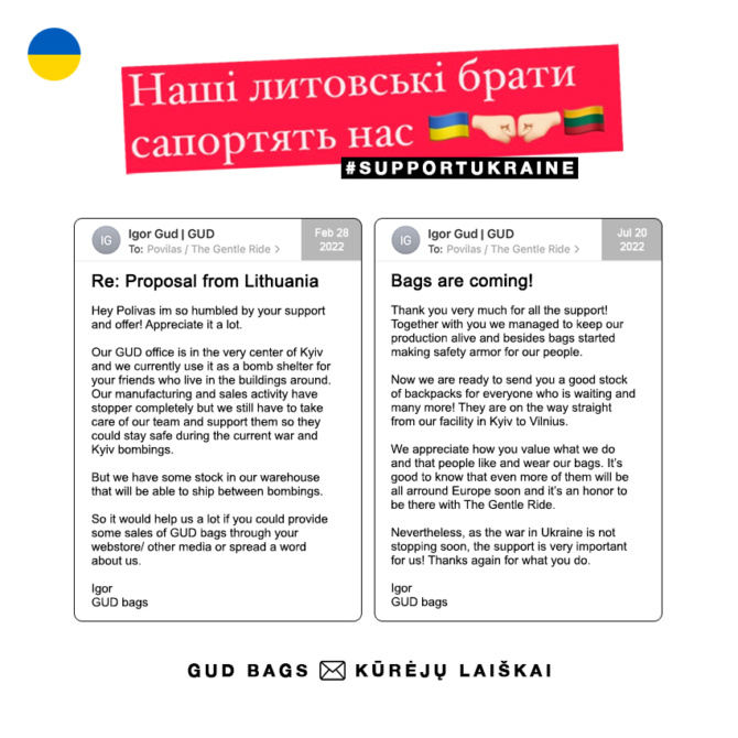 gud bags ukraine support letters