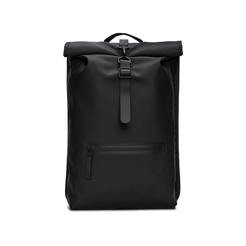 rains rolltop rucksack black