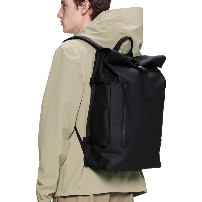 rains rolltop rucksack large black