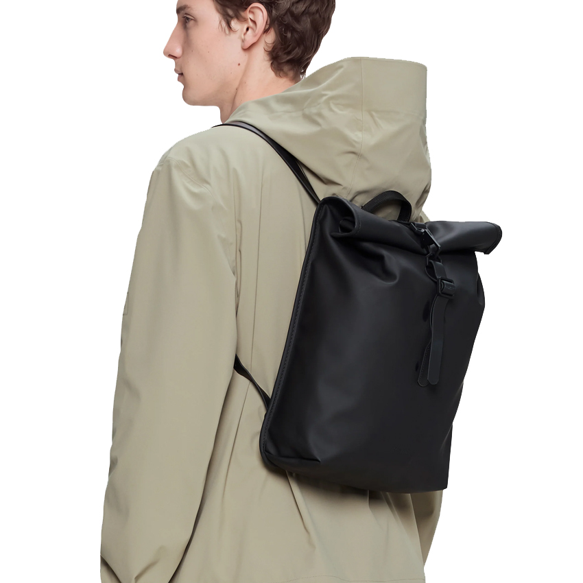 rains rolltop rucksack mini black
