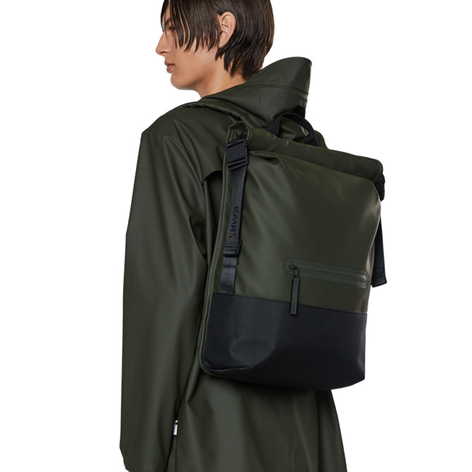 rains trail rolltop backpack green